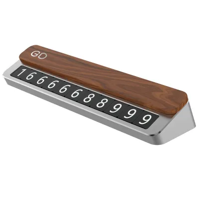 Metal Solid Wood Sliding Temporary Parking Sign Can Hide The Car Moving Number Plate Silver 01