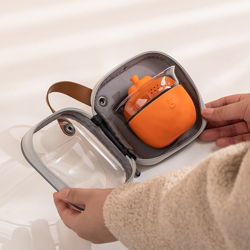 Portable Car Ceramic Tea Gift Set Orange