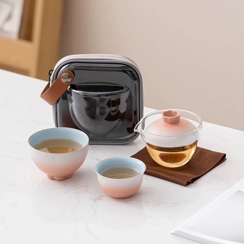 Portable Car Panda Ceramic Tea Set Gift Set