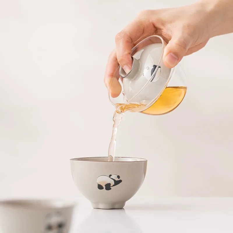 Portable Car Panda Ceramic Tea Set Gift Set