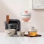 Portable Car Panda Ceramic Tea Set Gift Set