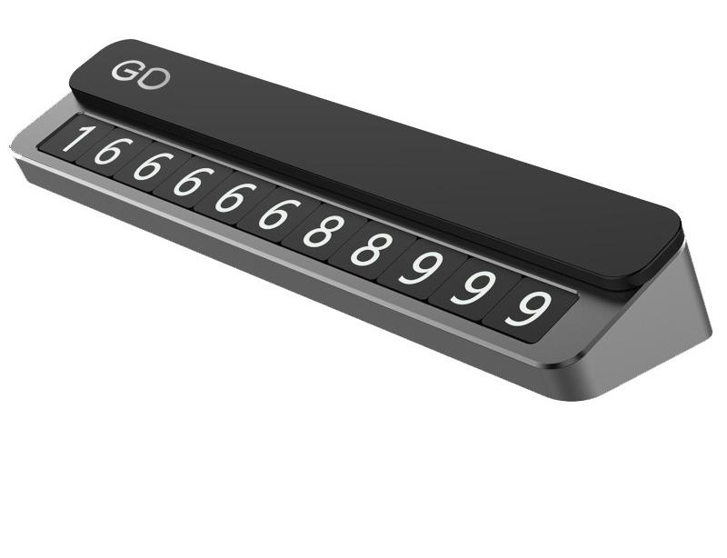 Resin Sliding Temporary Parking Sign Can Hide The Car Moving Number Plate Gray