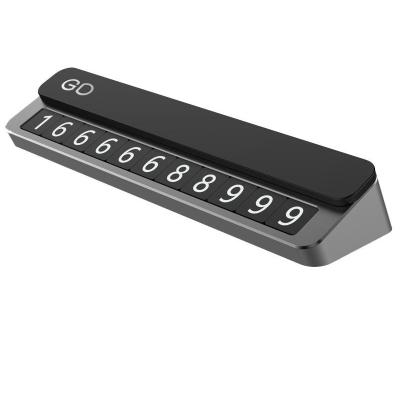 Resin Sliding Temporary Parking Sign Can Hide The Car Moving Number Plate Gray 01