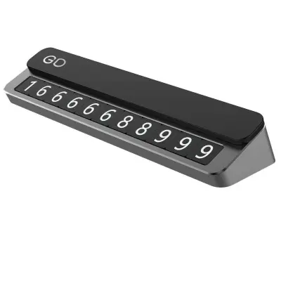 Resin Sliding Temporary Parking Sign Can Hide The Car Moving Number Plate Gray 01