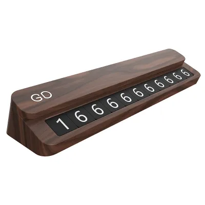 Solid Walnut Sliding Temporary Parking Sign Can Hide The Car Moving Number Plate 01