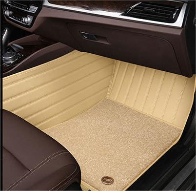 Suitable for Benz Fully Enclosed Car Floor Mats Made of Genuine Leather and Imitation Cashmere- Beige