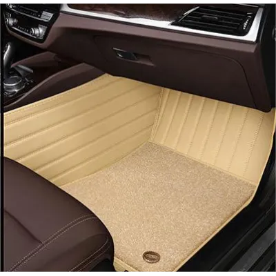 Suitable for Benz Fully Enclosed Car Floor Mats Made of Genuine Leather and Imitation Cashmere- Beige 02
