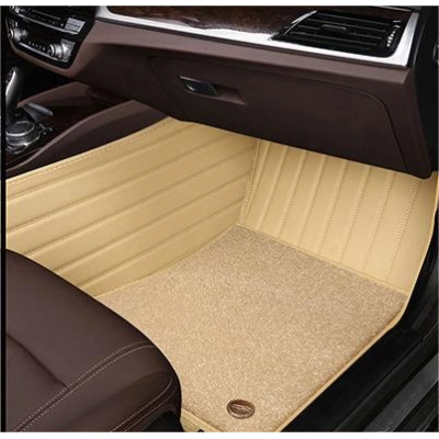 Suitable for Benz Fully Enclosed Car Floor Mats Made of Genuine Leather and Imitation Cashmere- Beige 02