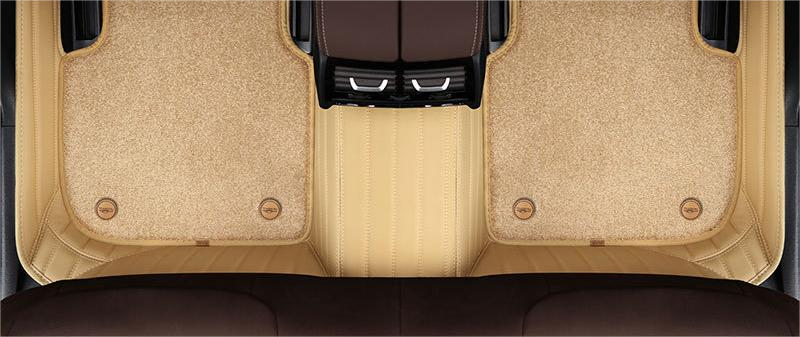 Suitable for Benz Fully Enclosed Car Floor Mats Made of Genuine Leather and Imitation Cashmere- Beige