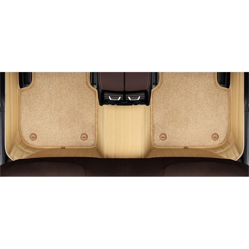 Suitable for Honda Fully Enclosed Car Floor Mats Made of Genuine Leather and Imitation Cashmere- Beige