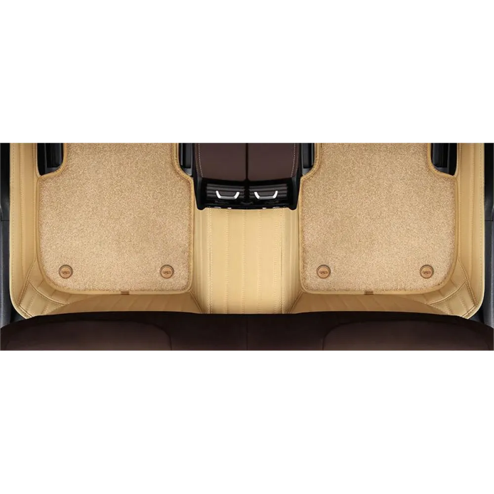 Suitable for BMW Fully Enclosed Car Floor Mats Made of Genuine Leather and Imitation Cashmere- Beige