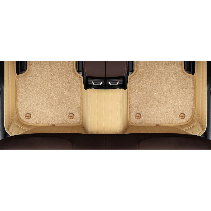 Suitable for Honda Fully Enclosed Car Floor Mats Made of Genuine Leather and Imitation Cashmere- Beige