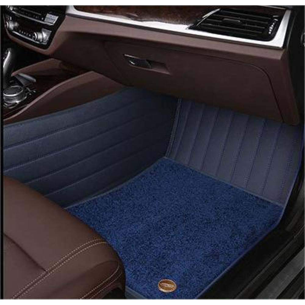 Suitable for Honda Fully Enclosed Car Floor Mats Made of Genuine Leather and Imitation Cashmere- Blue