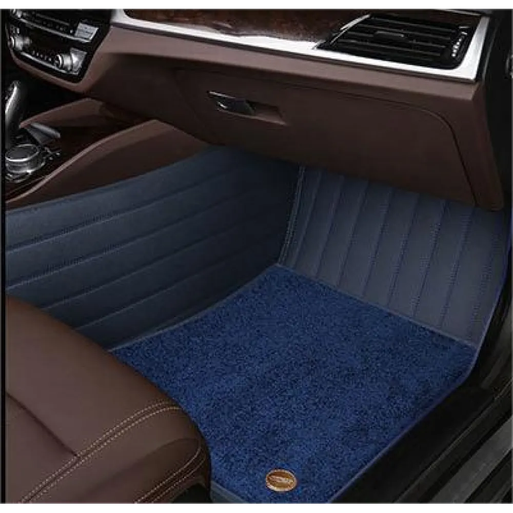 Suitable for BMW Fully Enclosed Car Floor Mats Made of Genuine Leather and Imitation Cashmere- Blue