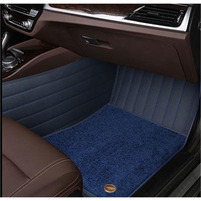 Suitable for Benz Fully Enclosed Car Floor Mats Made of Genuine Leather and Imitation Cashmere- Blue 02