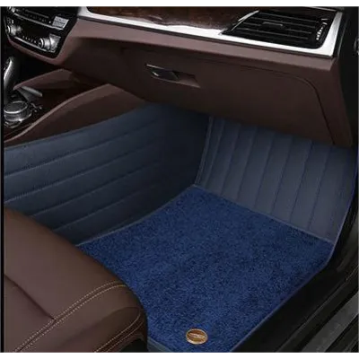 Suitable for Benz Fully Enclosed Car Floor Mats Made of Genuine Leather and Imitation Cashmere- Blue 02