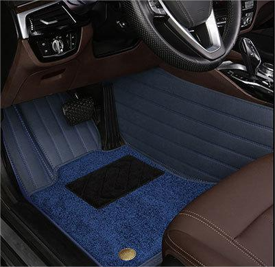 Suitable for Benz Fully Enclosed Car Floor Mats Made of Genuine Leather and Imitation Cashmere- Blue