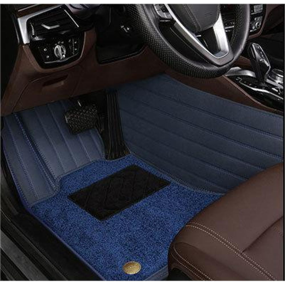Suitable for Honda Fully Enclosed Car Floor Mats Made of Genuine Leather and Imitation Cashmere- Blue