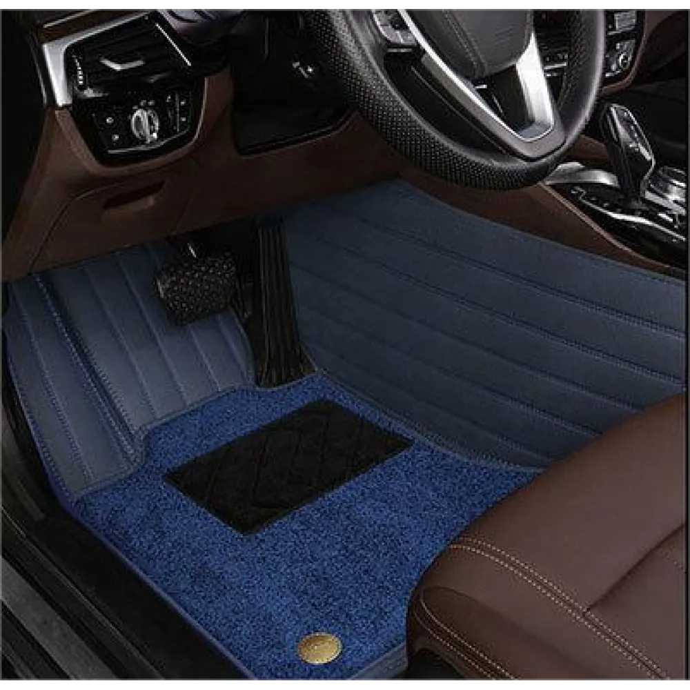 Suitable for BMW Fully Enclosed Car Floor Mats Made of Genuine Leather and Imitation Cashmere- Blue