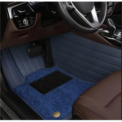 Suitable for Benz Fully Enclosed Car Floor Mats Made of Genuine Leather and Imitation Cashmere- Blue 01