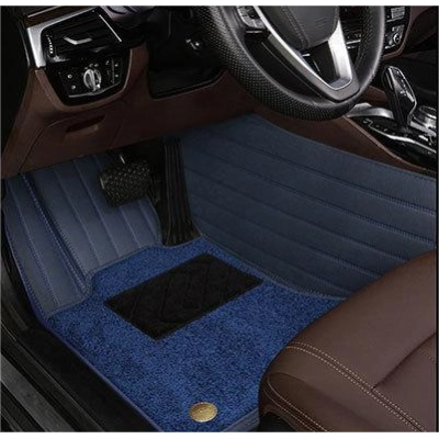 Suitable for Benz Fully Enclosed Car Floor Mats Made of Genuine Leather and Imitation Cashmere- Blue 01