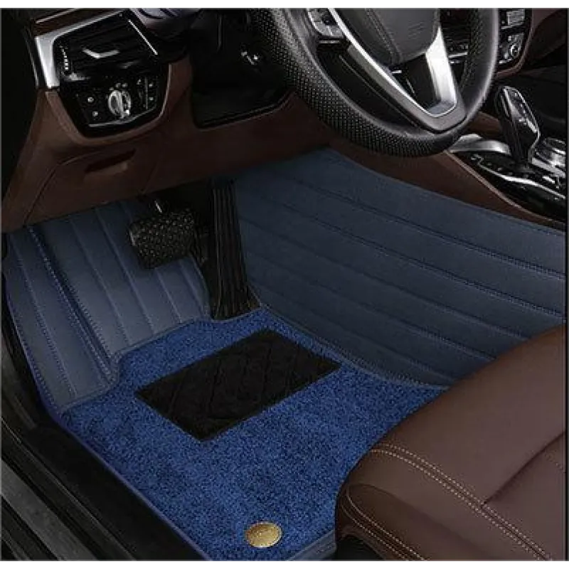 Suitable for BMW Fully Enclosed Car Floor Mats Made of Genuine Leather and Imitation Cashmere- Blue