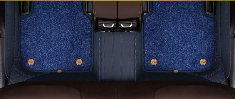Suitable for Benz Fully Enclosed Car Floor Mats Made of Genuine Leather and Imitation Cashmere- Blue
