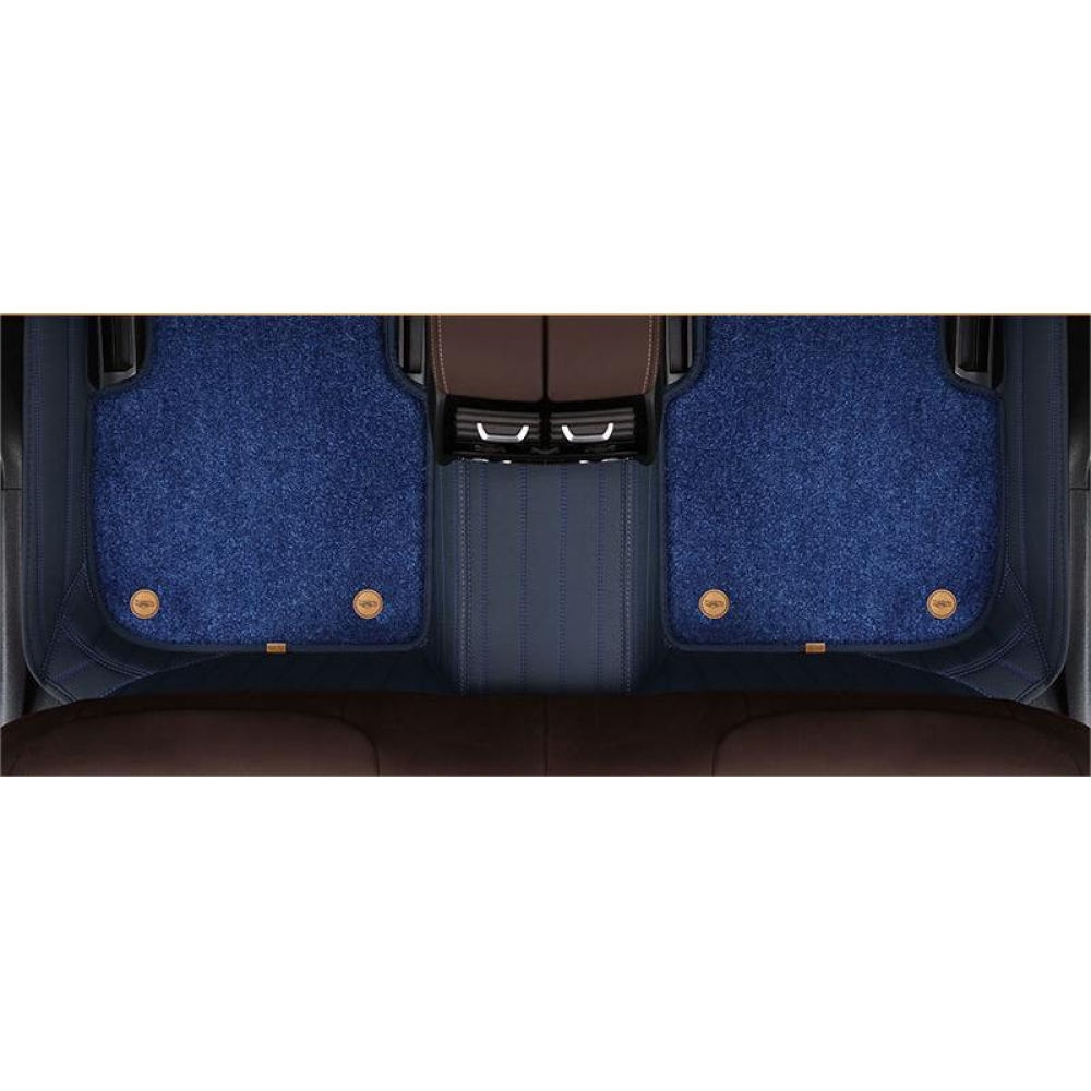 Suitable for Honda Fully Enclosed Car Floor Mats Made of Genuine Leather and Imitation Cashmere- Blue