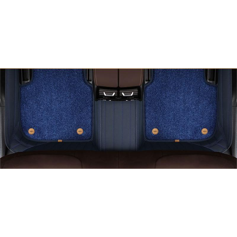 Suitable for Honda Fully Enclosed Car Floor Mats Made of Genuine Leather and Imitation Cashmere- Blue