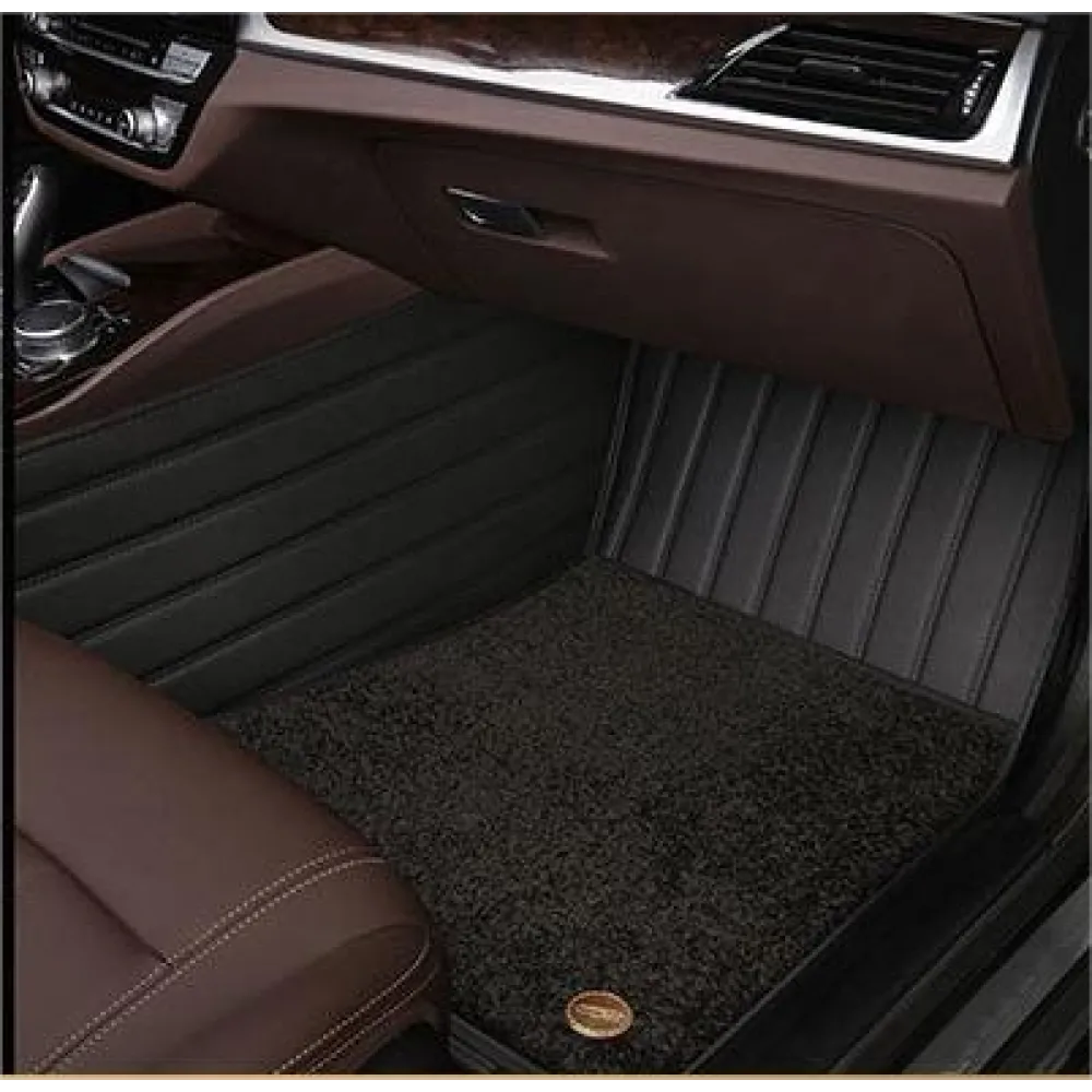 Suitable for Benz Fully Enclosed Car Floor Mats Made of Genuine Leather and Imitation Cashmere-Black