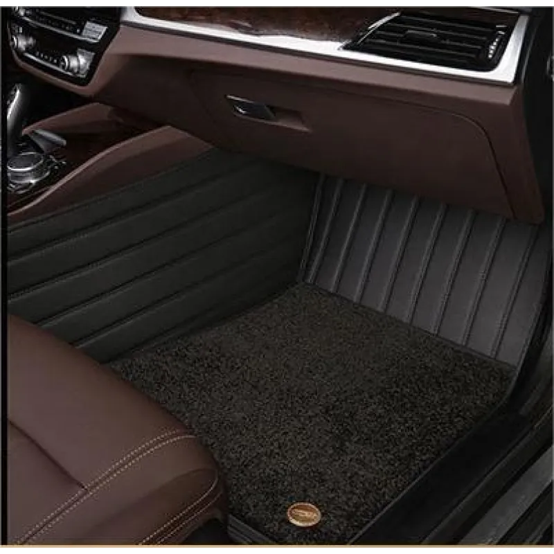 Suitable for Benz Fully Enclosed Car Floor Mats Made of Genuine Leather and Imitation Cashmere-Black
