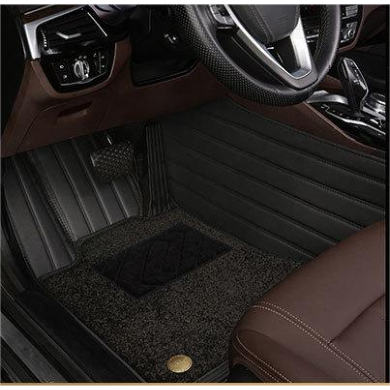 Suitable for Ford Fully Enclosed Car Floor Mats Made of Genuine Leather and Imitation Cashmere-Black