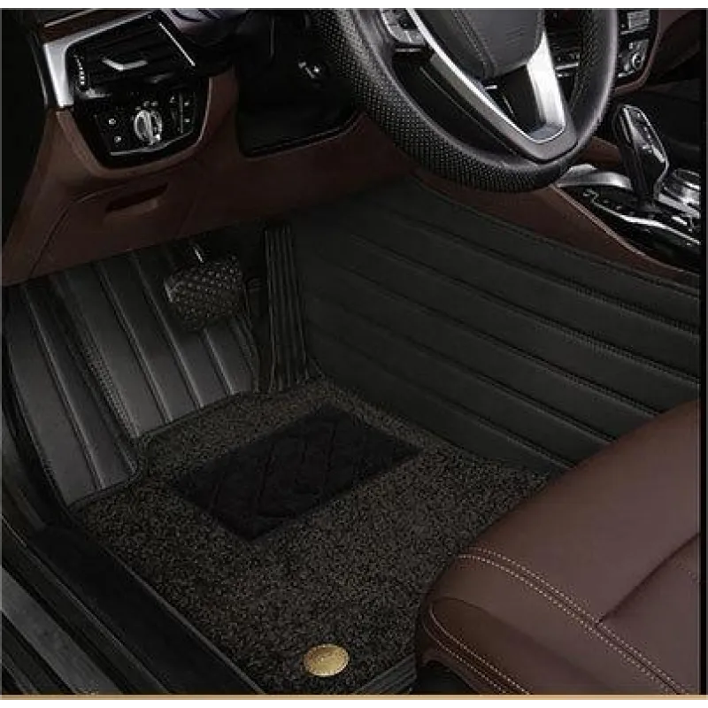 Suitable for Benz Fully Enclosed Car Floor Mats Made of Genuine Leather and Imitation Cashmere-Black