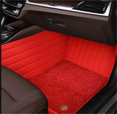 Suitable for Benz Fully Enclosed Car Floor Mats Made of Genuine Leather and Imitation Cashmere-Red