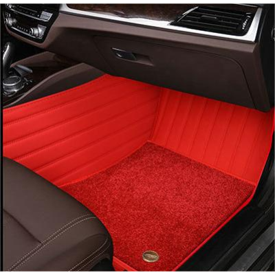Suitable for Benz Fully Enclosed Car Floor Mats Made of Genuine Leather and Imitation Cashmere-Red 02