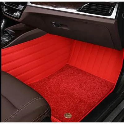 Suitable for Benz Fully Enclosed Car Floor Mats Made of Genuine Leather and Imitation Cashmere-Red 02
