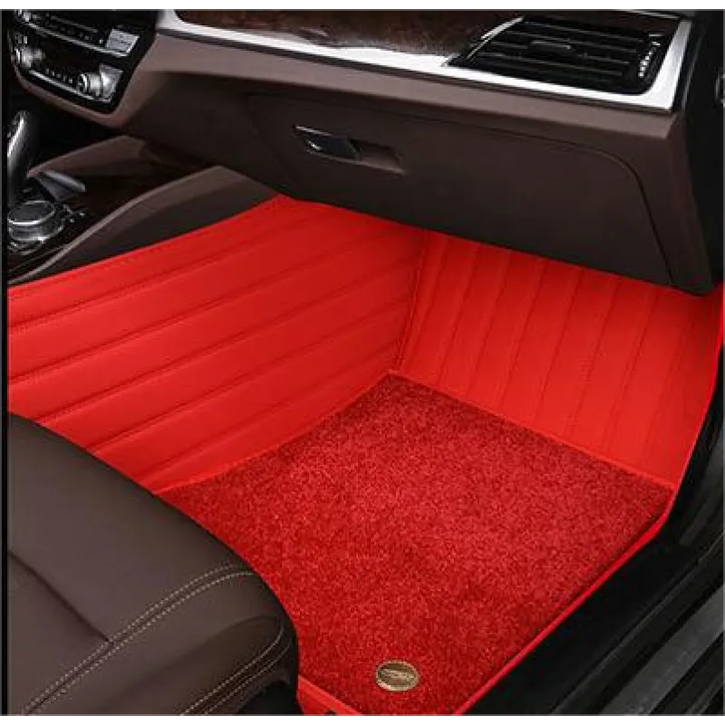 Suitable for Audi Fully Enclosed Car Floor Mats Made of Genuine Leather and Imitation Cashmere-Red