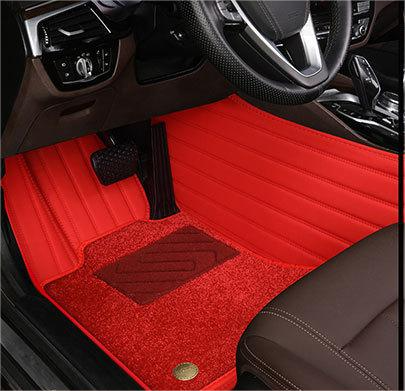 Suitable for Benz Fully Enclosed Car Floor Mats Made of Genuine Leather and Imitation Cashmere-Red