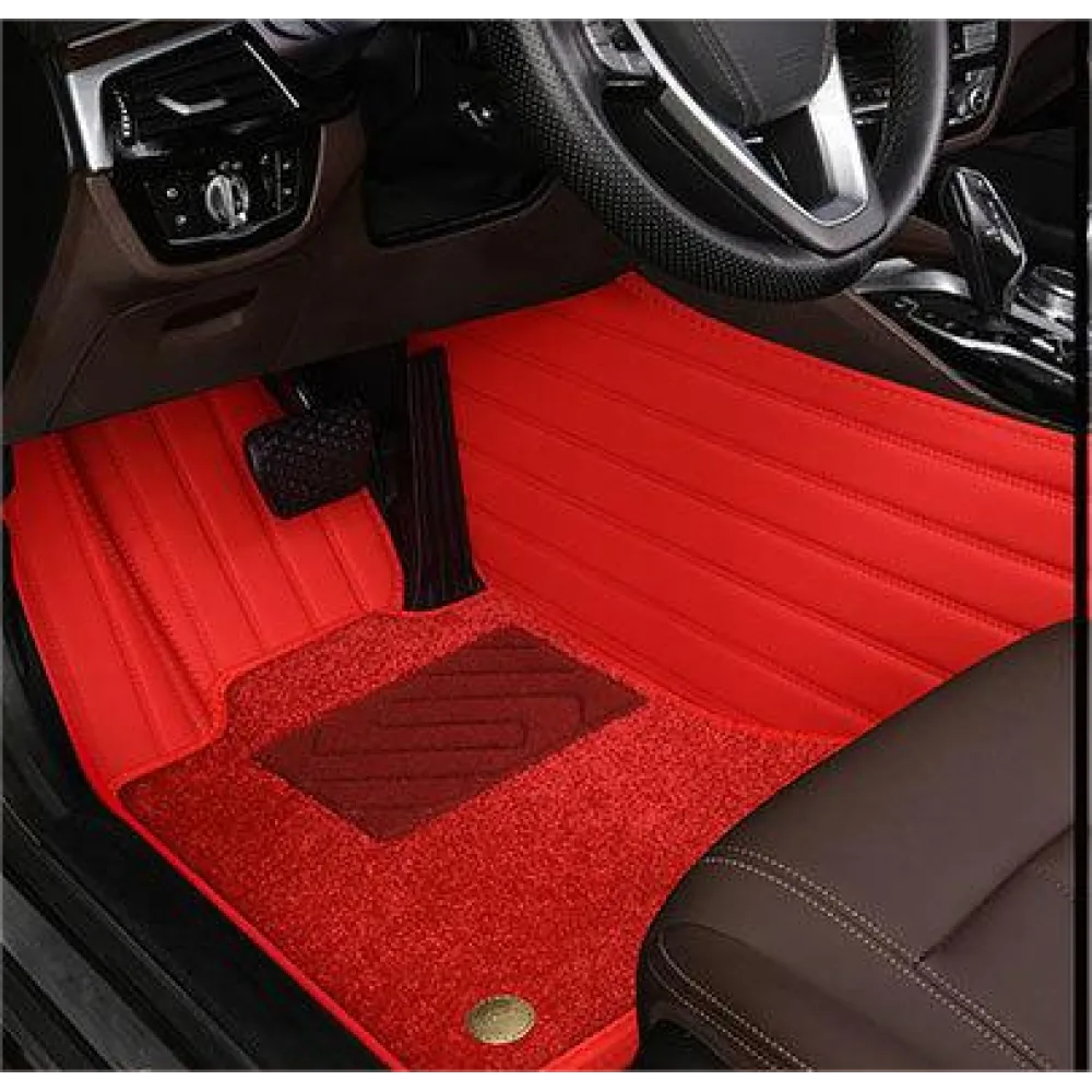 Suitable for Audi Fully Enclosed Car Floor Mats Made of Genuine Leather and Imitation Cashmere-Red