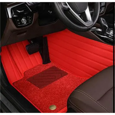 Suitable for Benz Fully Enclosed Car Floor Mats Made of Genuine Leather and Imitation Cashmere-Red 01