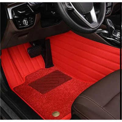 Suitable for Benz Fully Enclosed Car Floor Mats Made of Genuine Leather and Imitation Cashmere-Red 01