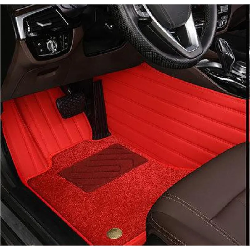 Suitable for Audi Fully Enclosed Car Floor Mats Made of Genuine Leather and Imitation Cashmere-Red