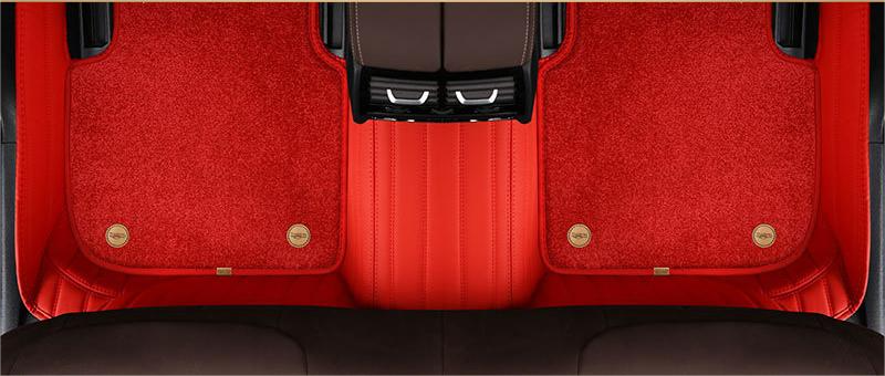 Suitable for Benz Fully Enclosed Car Floor Mats Made of Genuine Leather and Imitation Cashmere-Red