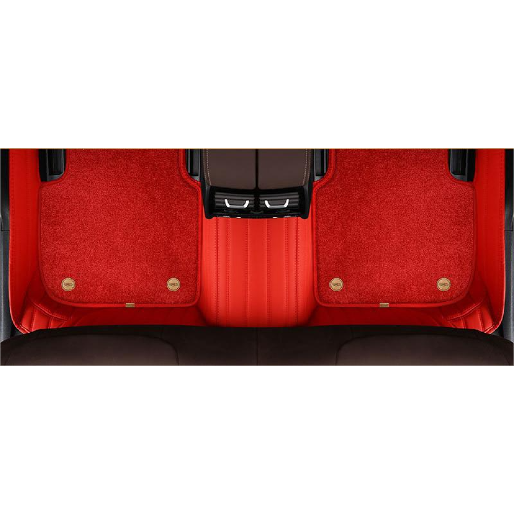 Suitable for BMW Fully Enclosed Car Floor Mats Made of Genuine Leather and Imitation Cashmere-Red