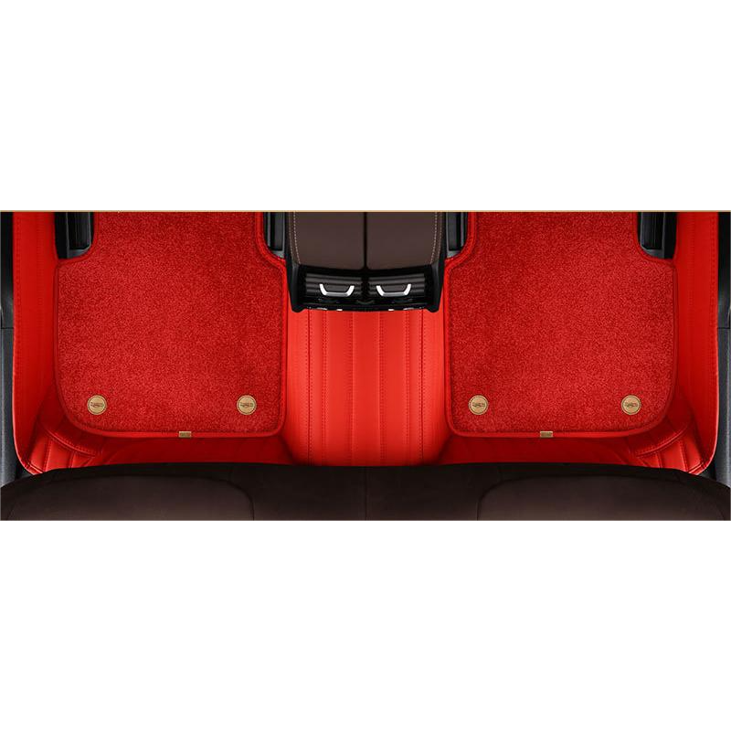 Suitable for BMW Fully Enclosed Car Floor Mats Made of Genuine Leather and Imitation Cashmere-Red