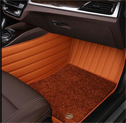 Suitable for BMW Fully Enclosed Car Floor Mats Made of Genuine Leather and Imitation Cashmere- Brown