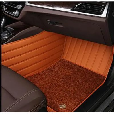 Suitable for BMW Fully Enclosed Car Floor Mats Made of Genuine Leather and Imitation Cashmere- Brown 02