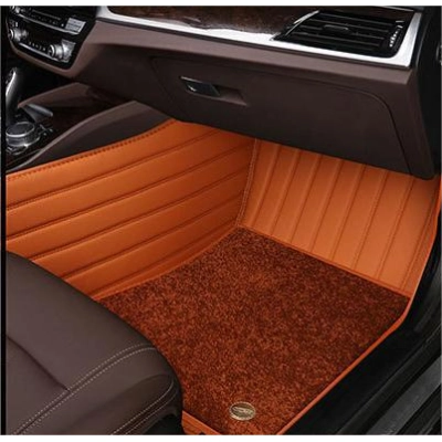 Suitable for BMW Fully Enclosed Car Floor Mats Made of Genuine Leather and Imitation Cashmere- Brown 02