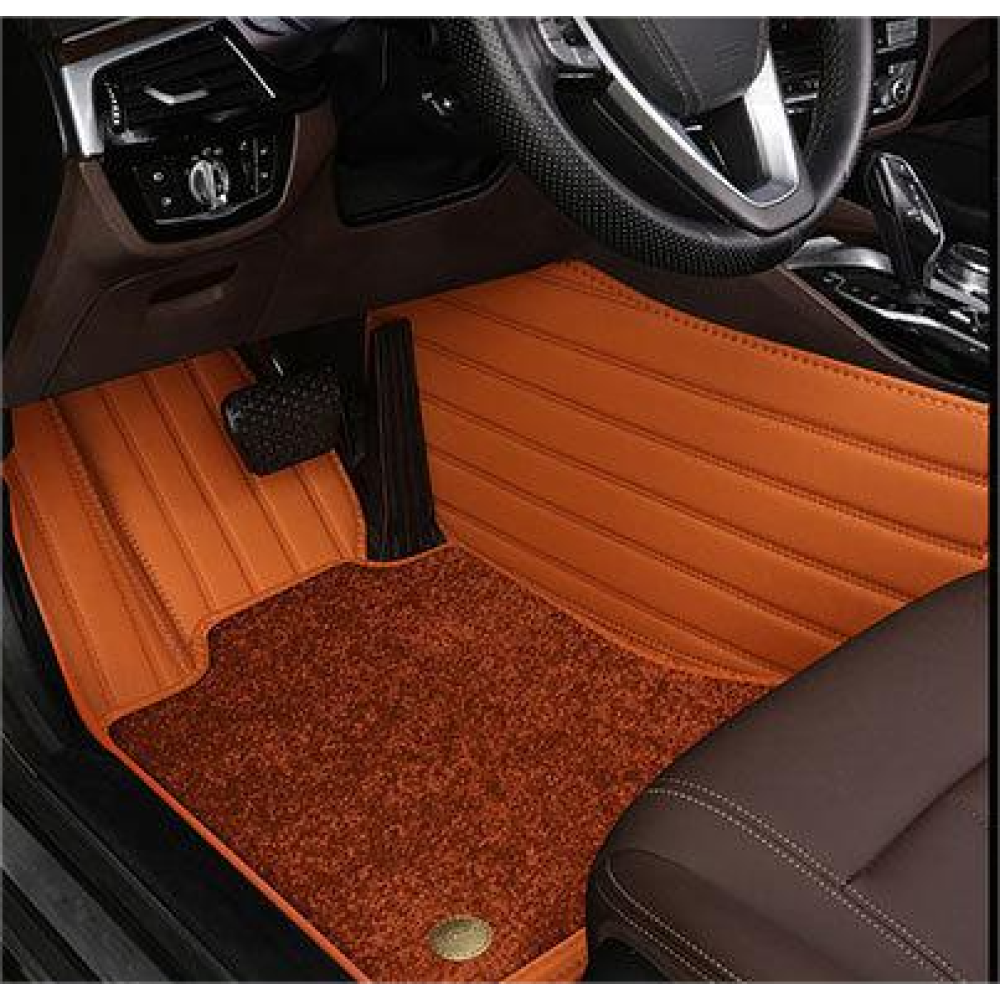 Suitable for Ford Fully Enclosed Car Floor Mats Made of Genuine Leather and Imitation Cashmere- Brown
