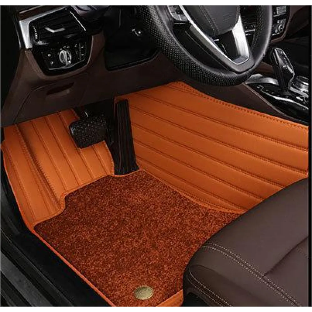 Suitable for BMW Fully Enclosed Car Floor Mats Made of Genuine Leather and Imitation Cashmere- Brown